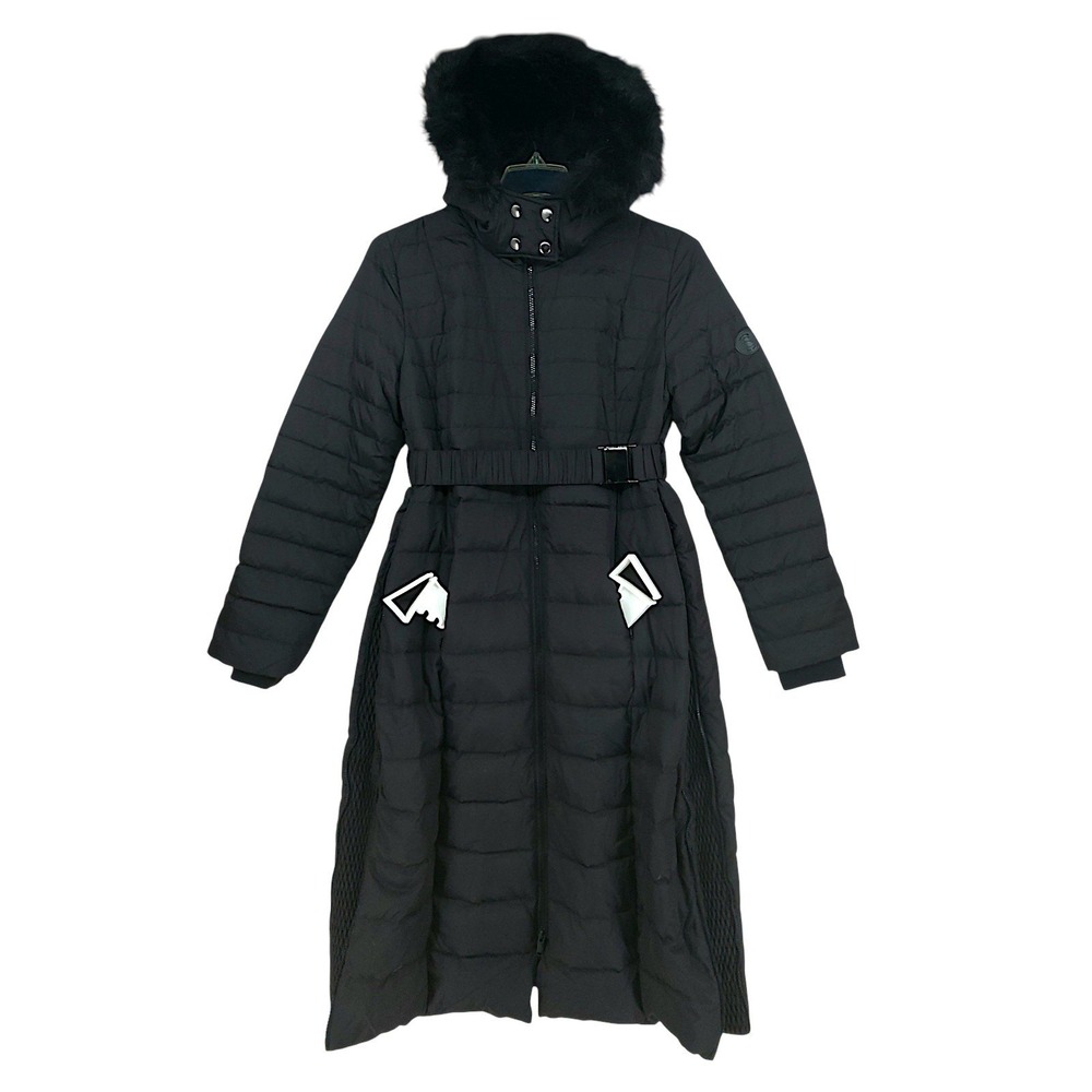 Seraphine Down Coat US 6 Women Liz Black Maternity Puffer Faux Fur Trim NO PANEL